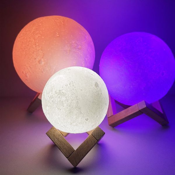 Світильник настільний Місяць 3D RGB 15 см + пульт RT105 фото