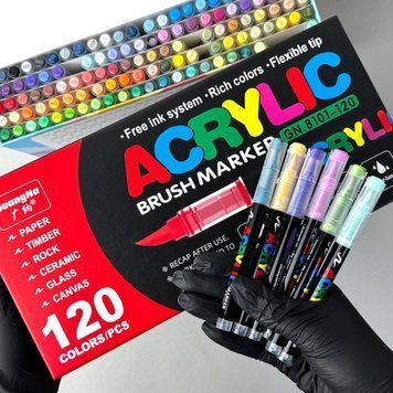 Акрилові маркери GuangNa Brush GN-8101 з м&rsquo;яким пензликом 120 шт. RT150 фото