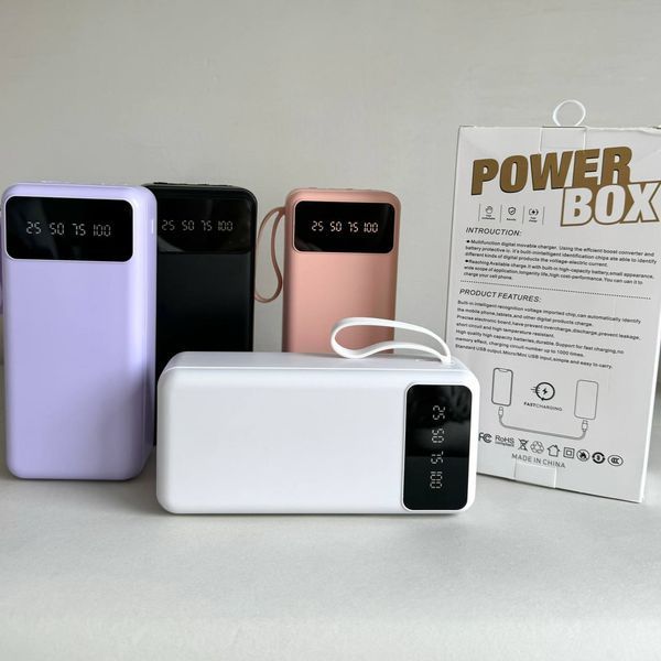 Power Bank Intelligent Fast з кабелем USB+Micro+Type-C+Lightning (30000mAh) Рожевий RT118 фото